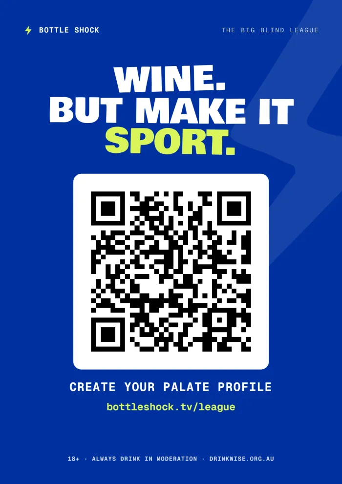 Wine, But Make It Sport — Big Blind League cellar-door poster